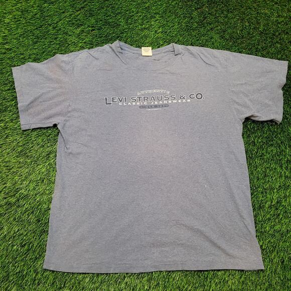 Vintage 90s Levis Spellout T-Shirt Mens L Made in USA Graphic Tee Boxy Fit - Picture 1 of 15